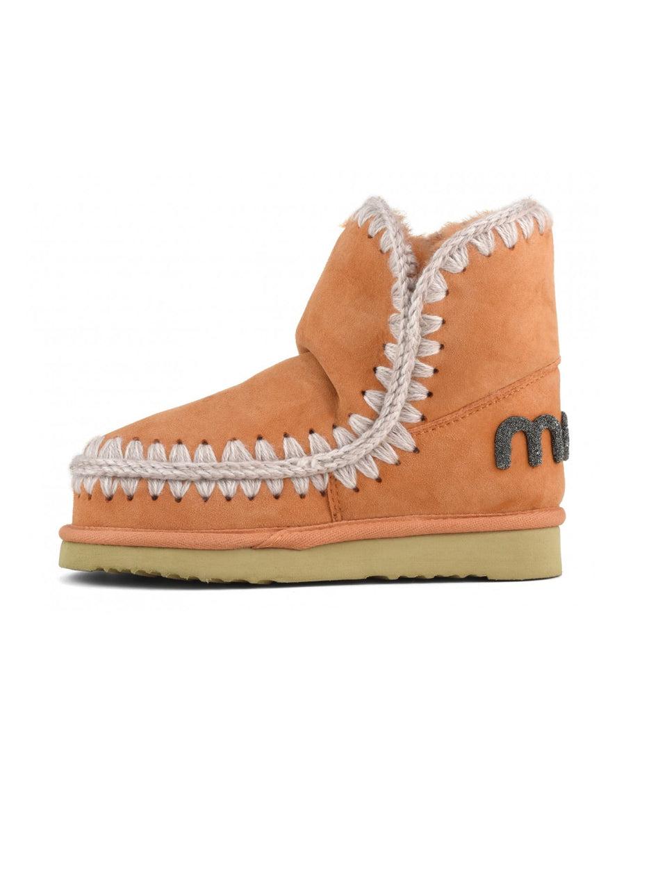 MOU Stivaletto in Montone Eskimo 18 con Logo Glitter Arancione Consegna Veloce
