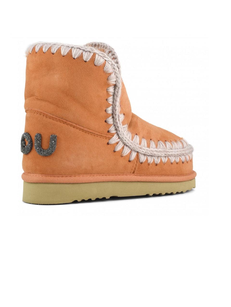 MOU Stivaletto in Montone Eskimo 18 con Logo Glitter Arancione Consegna Veloce
