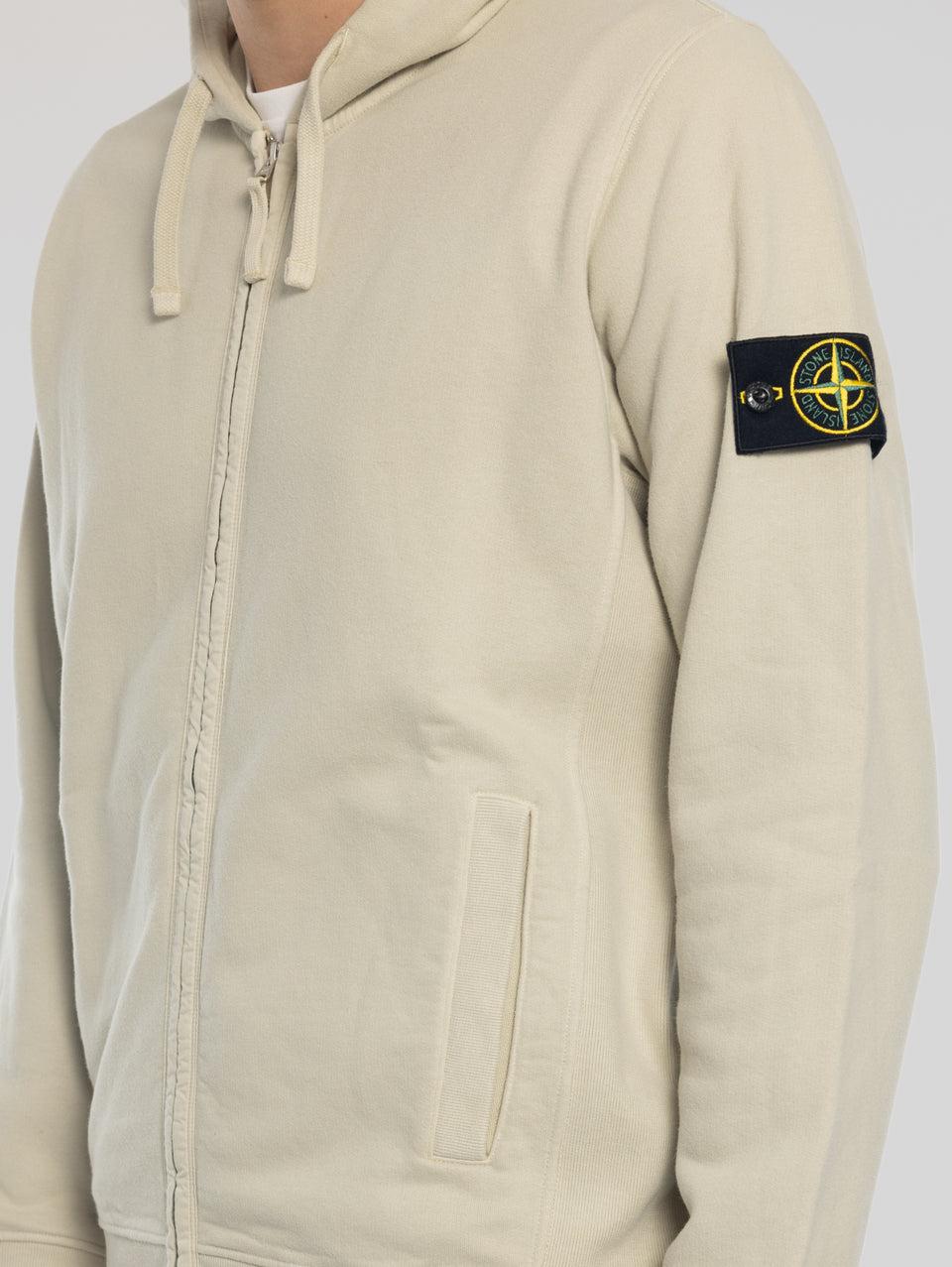 STONE ISLAND Felpa Full Zip in Cotone Organico Stucco Sottocosto
