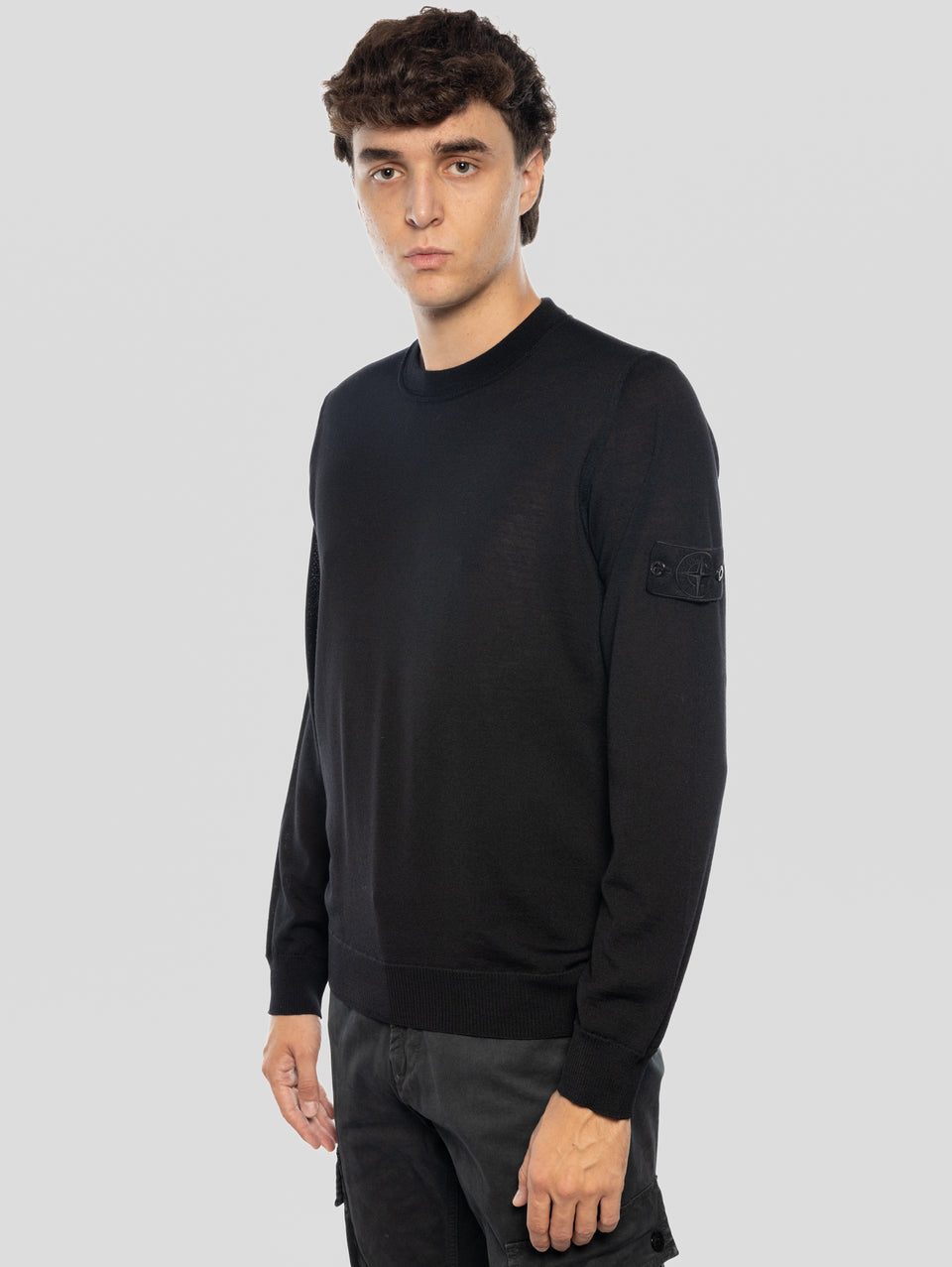 STONE ISLAND Maglia Girocollo Ghost in Lana Nero Offerta