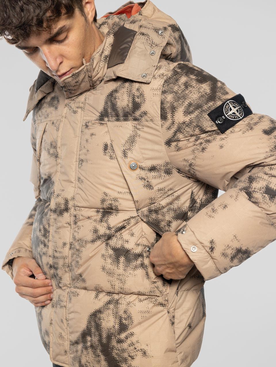 STONE ISLAND Piumino Mimetico Termosensibile Grigio/Beige Saldi