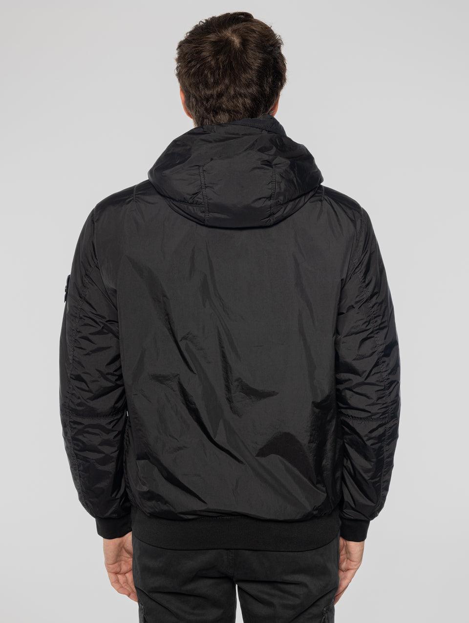 STONE ISLAND Giacca con Cappuccio in Nylon Crinkle Nero Vendita Calda
