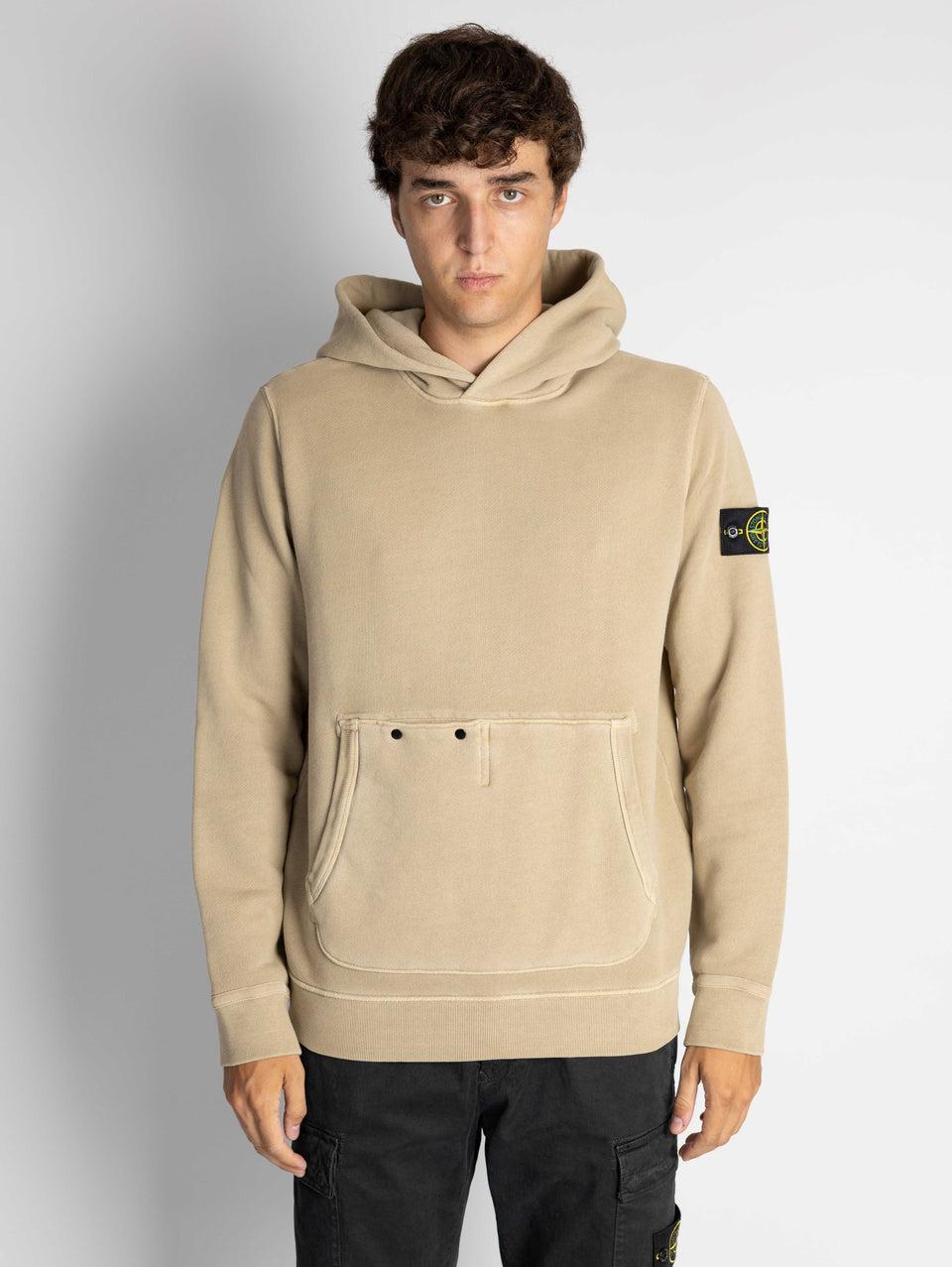 STONE ISLAND Felpa con Cappuccio e Tasca Marsupio Biscotto Vendita Economica