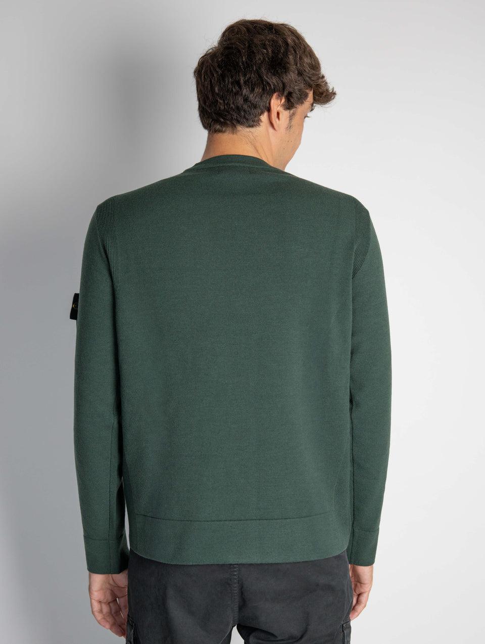 STONE ISLAND Maglia Girocollo in Lana Rasata Muschio Saldi Di Fabbrica
