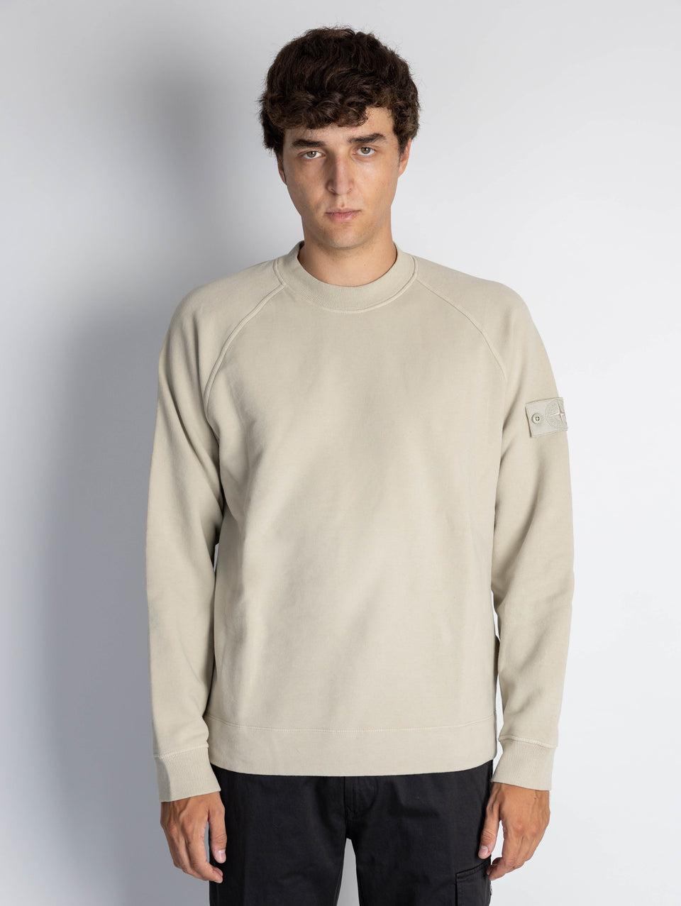 STONE ISLAND Felpa Girocollo Ghost Tinta in Capo Beige In Saldo