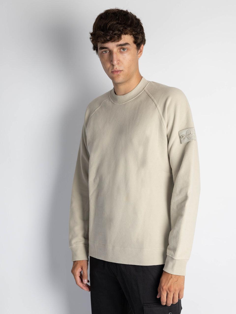 STONE ISLAND Felpa Girocollo Ghost Tinta in Capo Beige In Saldo