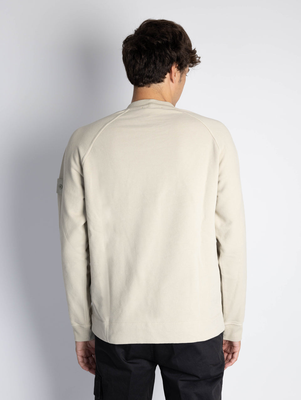 STONE ISLAND Felpa Girocollo Ghost Tinta in Capo Beige In Saldo