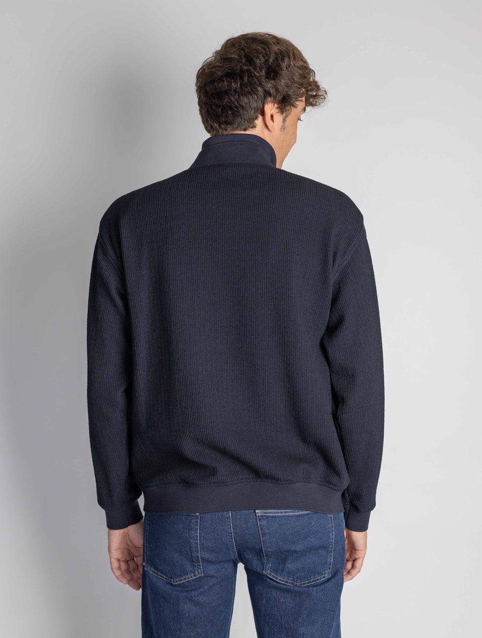 BARENA VENEZIA Bomber in Maglia Intrecciata Tofolo Blu Nuova