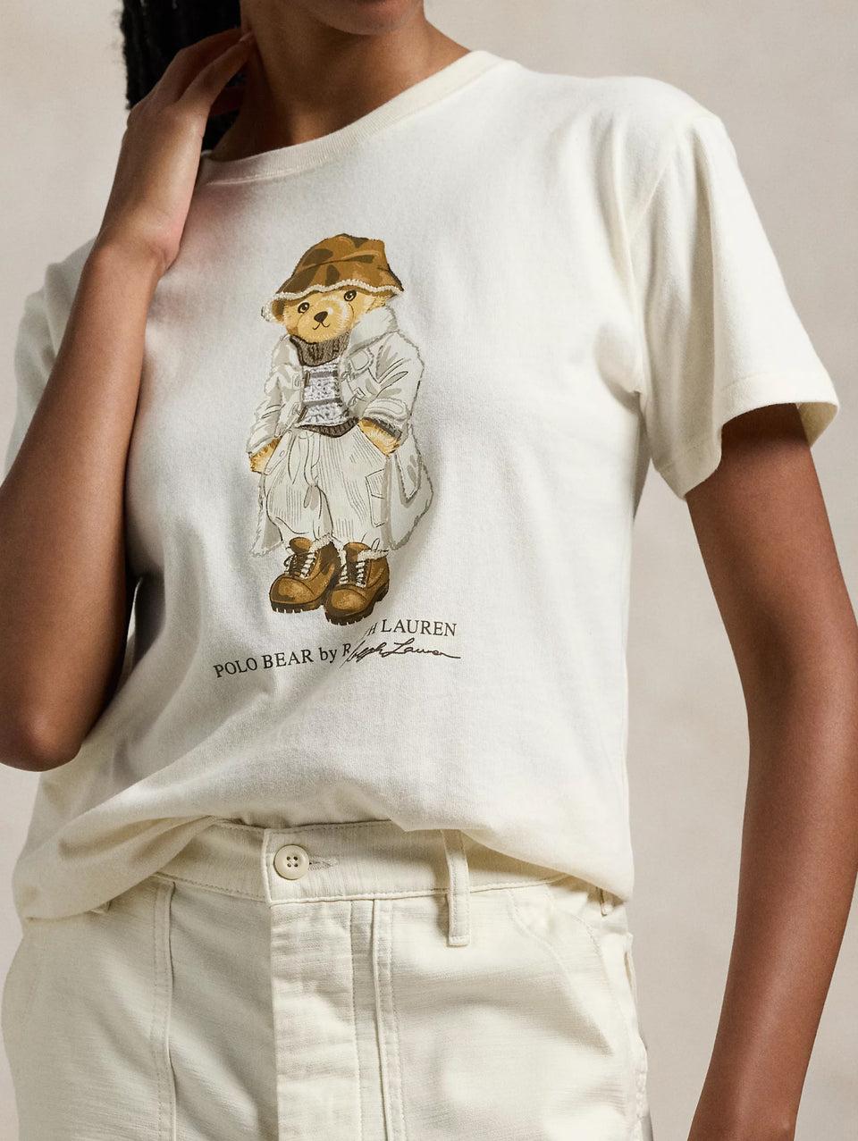 RALPH LAUREN T-shirt con Stampa Polo Bear Crema Smaltimento dello stoccaggio