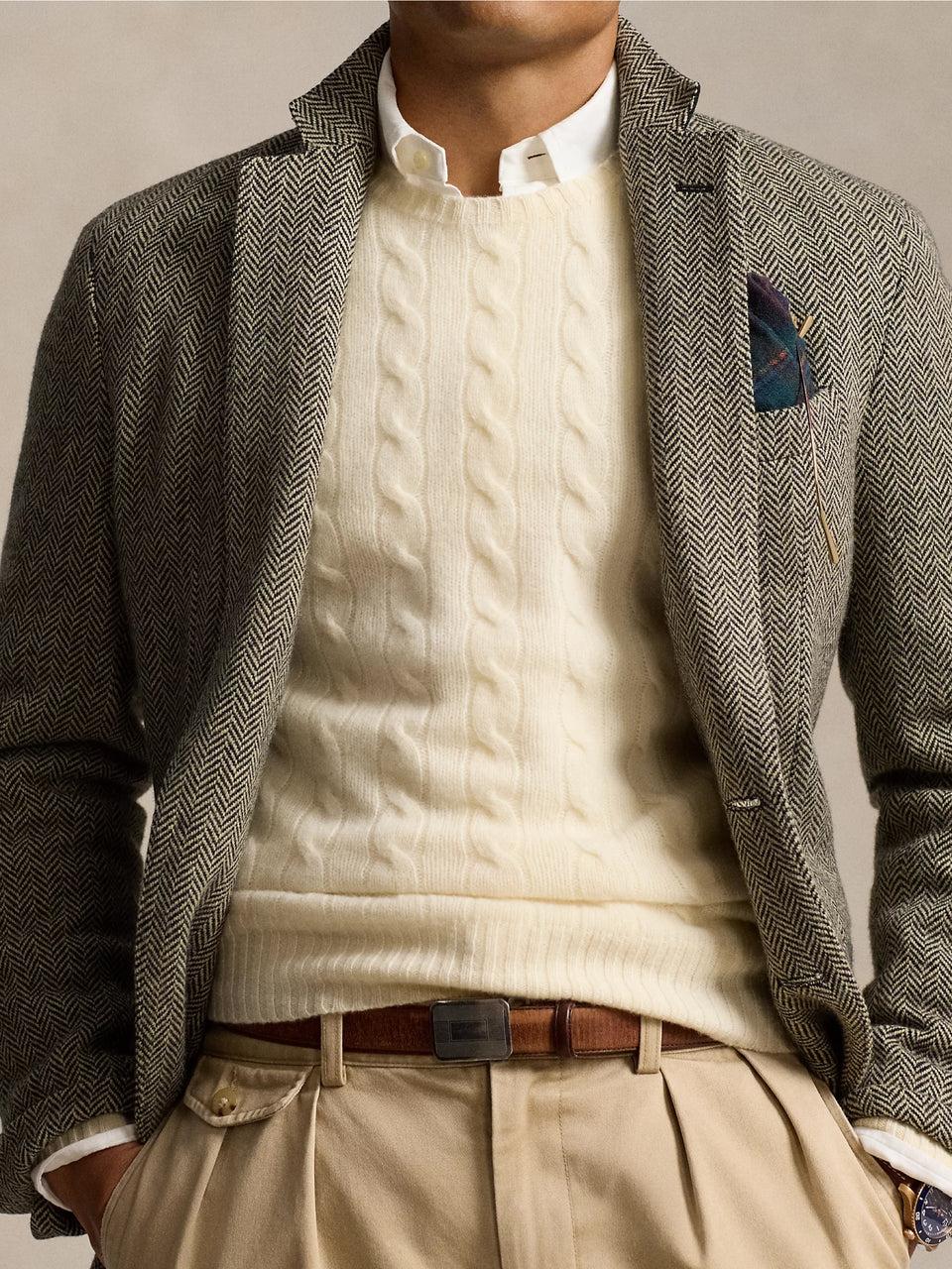 RALPH LAUREN Maglia in Lana e Cashmere a Trecce Crema Lightning offer