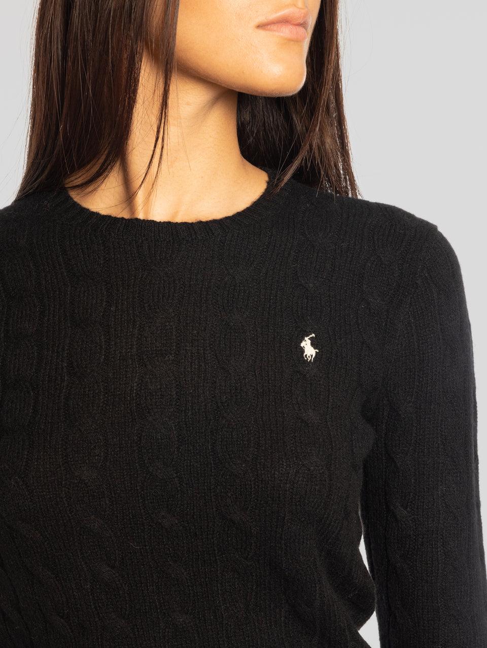 RALPH LAUREN Maglia a Trecce in Misto Cashmere Nero Nuovi prodotti