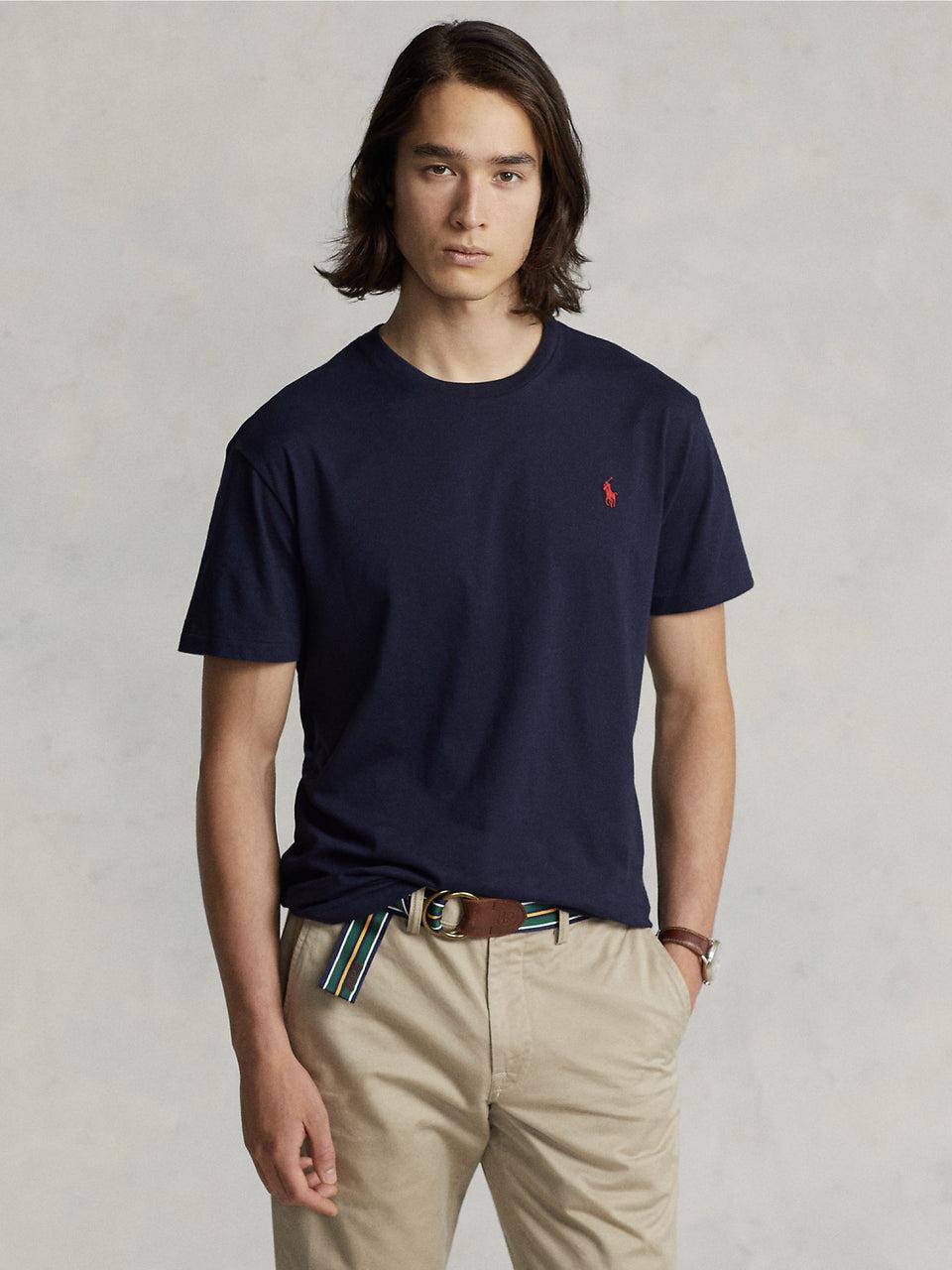 RALPH LAUREN T-shirt in Cotone Basica Inchiostro Bestseller