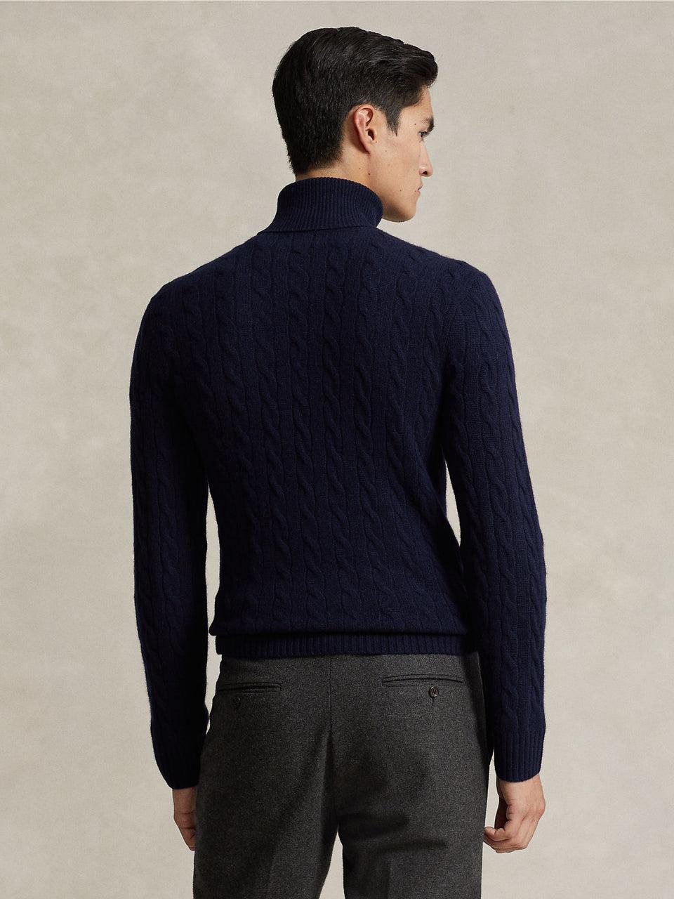 RALPH LAUREN Maglia Collo Alto a Trecce Blu Offerte giornaliere
