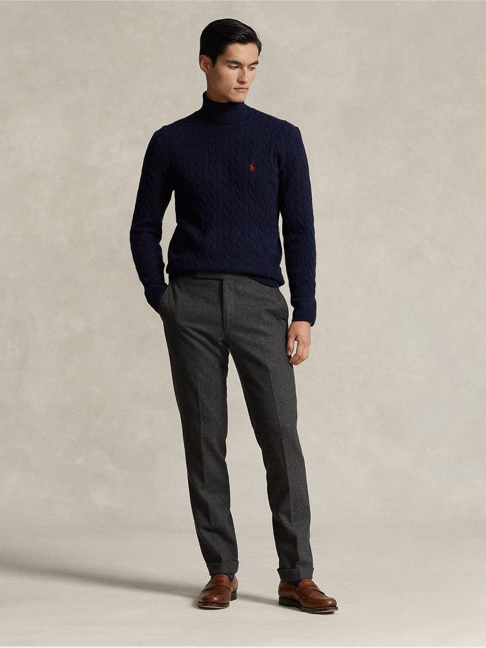 RALPH LAUREN Maglia Collo Alto a Trecce Blu Offerte giornaliere