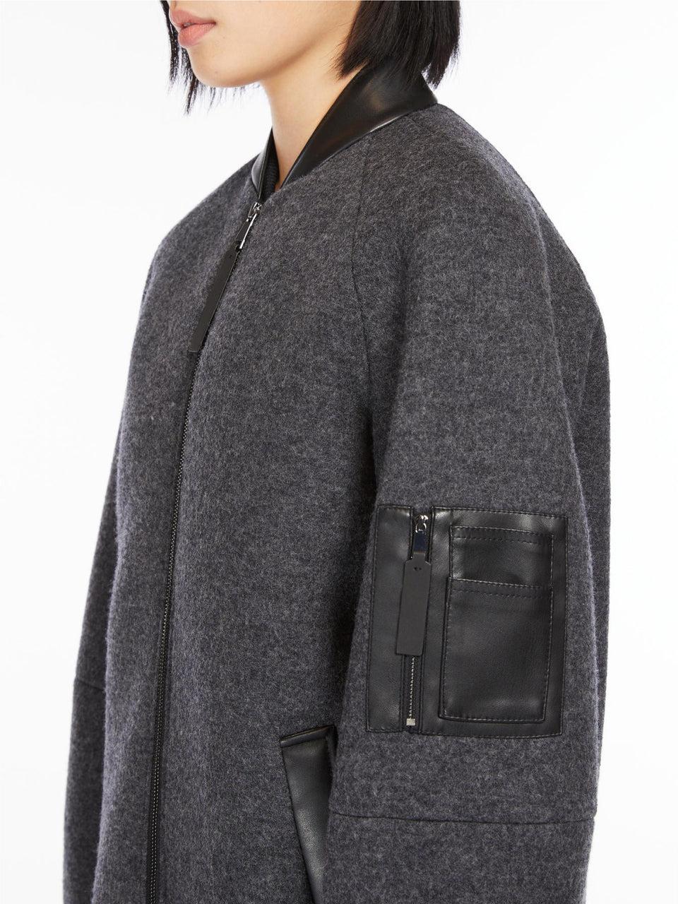 MAX MARA LEISURE Bomber in Lana con Dettagli in Jersey Grigio Enormi risparmi