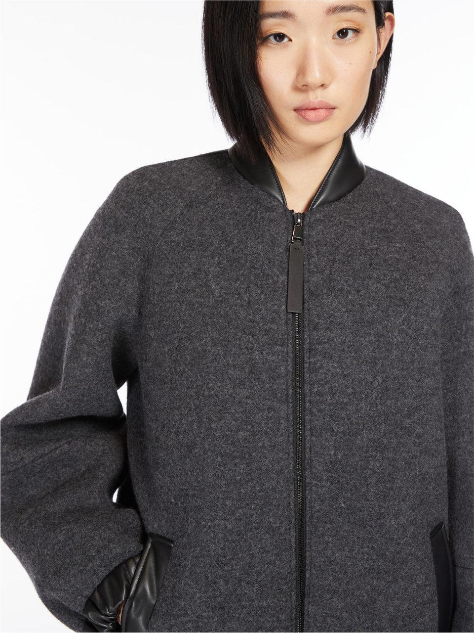 MAX MARA LEISURE Bomber in Lana con Dettagli in Jersey Grigio Enormi risparmi