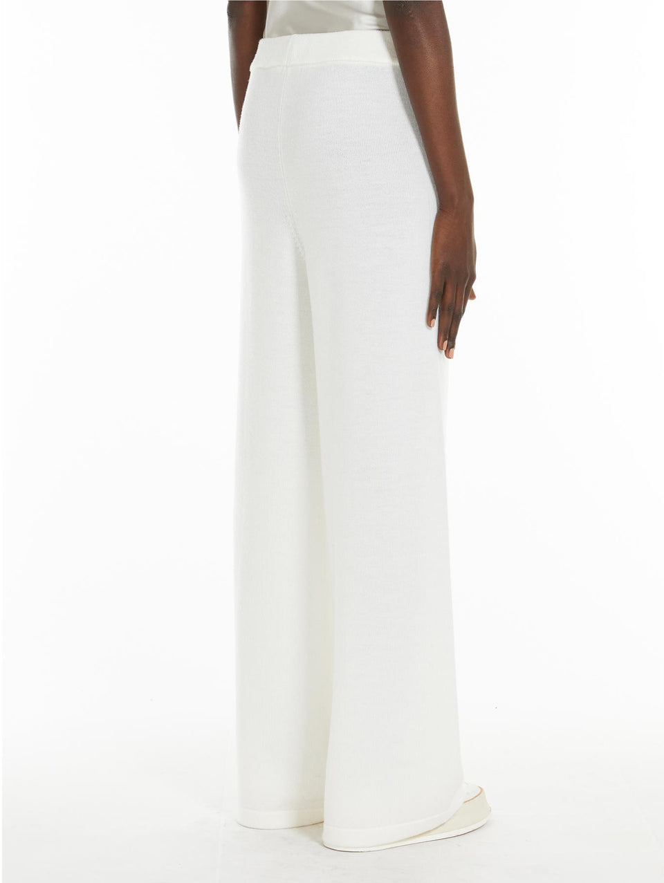 MAX MARA LEISURE Pantataloni Dritti in Pura Lana Bianco Offerta speciale della fabbrica