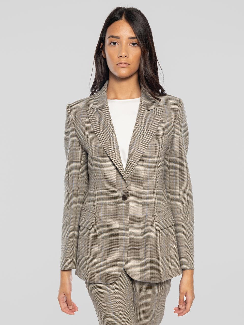 P.A.R.O.S.H. Giacca un Petto Fantasia Check Marrone Discount Store per i nuovi prodotti