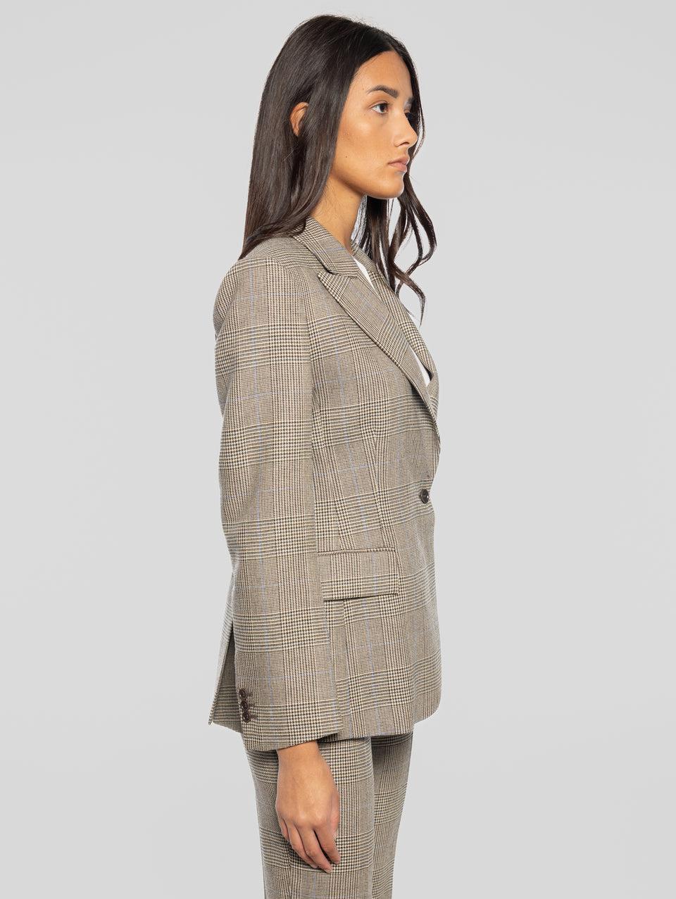 P.A.R.O.S.H. Giacca un Petto Fantasia Check Marrone Discount Store per i nuovi prodotti