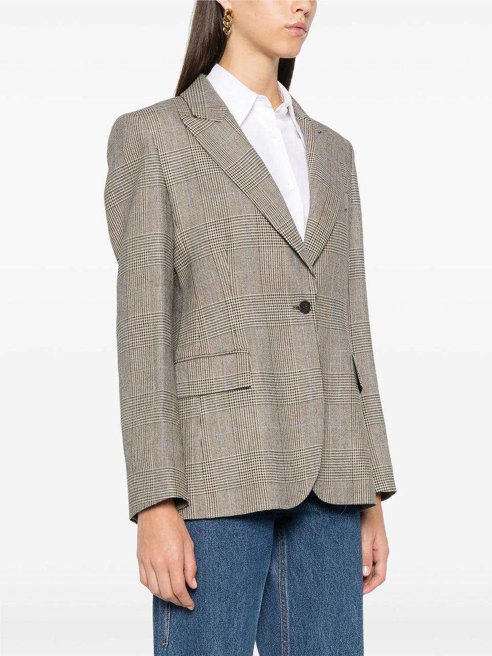 P.A.R.O.S.H. Giacca un Petto Fantasia Check Marrone Discount Store per i nuovi prodotti