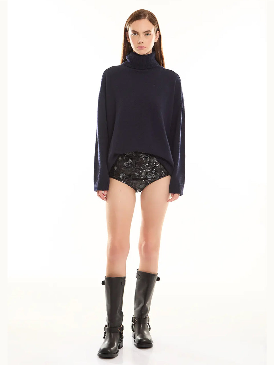 P.A.R.O.S.H. Maglia Collo Alto in Lana Blu Enormi sconti