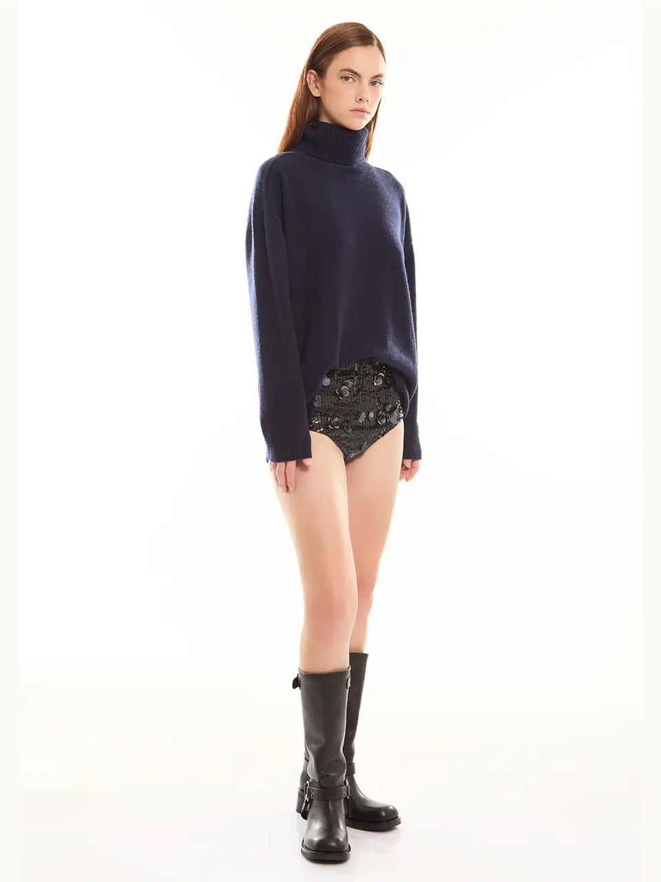 P.A.R.O.S.H. Maglia Collo Alto in Lana Blu Enormi sconti