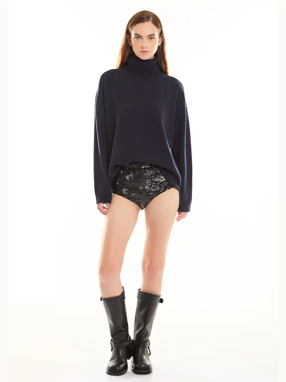P.A.R.O.S.H. Maglia Collo Alto in Lana Blu Enormi sconti