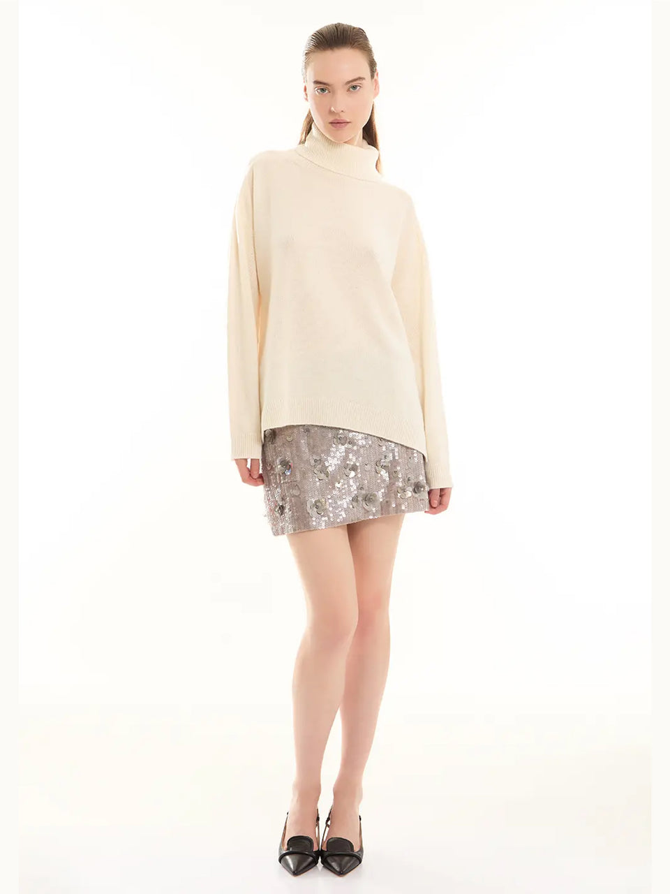 P.A.R.O.S.H. Maglia Collo Alto in Lana Panna 50% di sconto con spedizione gratuita
