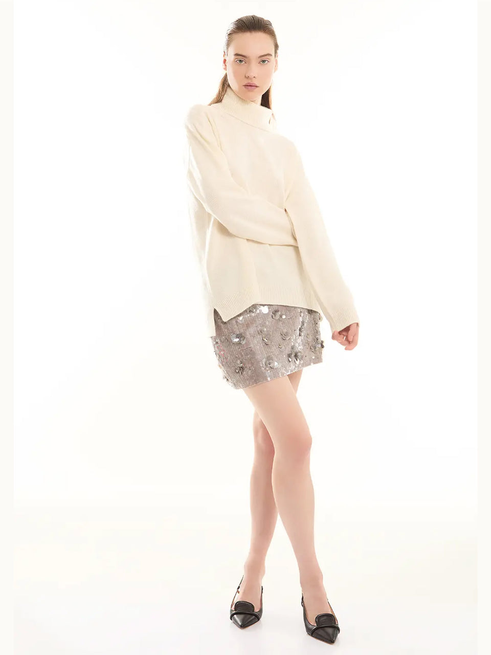 P.A.R.O.S.H. Maglia Collo Alto in Lana Panna 50% di sconto con spedizione gratuita