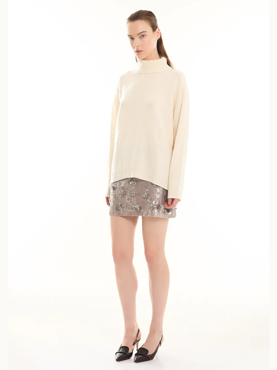 P.A.R.O.S.H. Maglia Collo Alto in Lana Panna 50% di sconto con spedizione gratuita