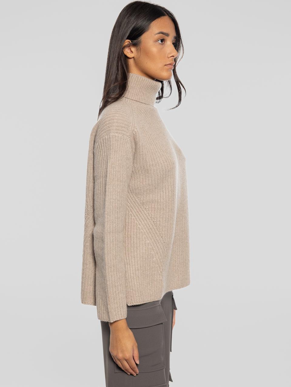 P.A.R.O.S.H. Maglia Collo Alto in Cashmere Beige Trasporto libero internazionale
