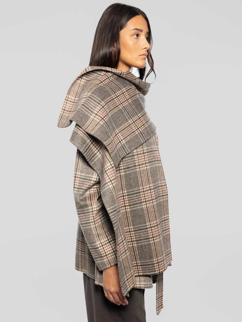 P.A.R.O.S.H. Cappotto Corto Check con Cintura Marrone Black Friday Prezzi