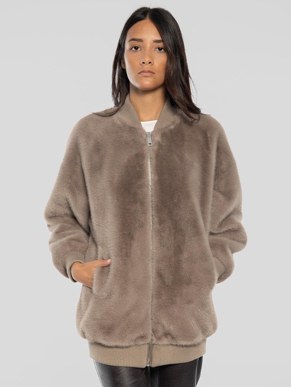 P.A.R.O.S.H. Bomber in Ecopelliccia Tortora Duty-free