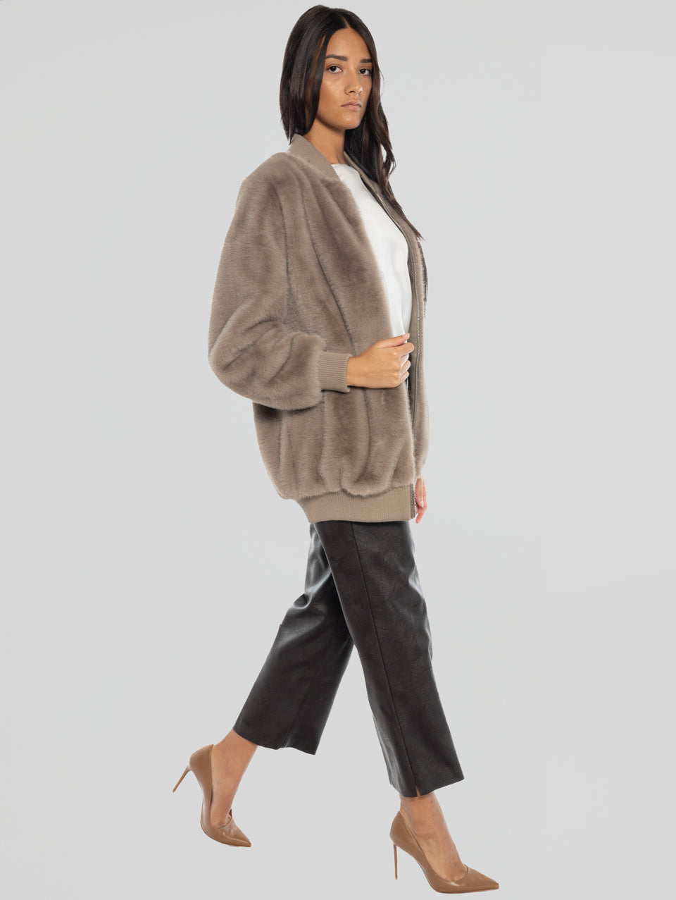 P.A.R.O.S.H. Bomber in Ecopelliccia Tortora Duty-free