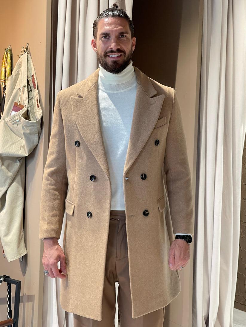 Underground Couture Cappotto Cammello Doppiopetto In Linea