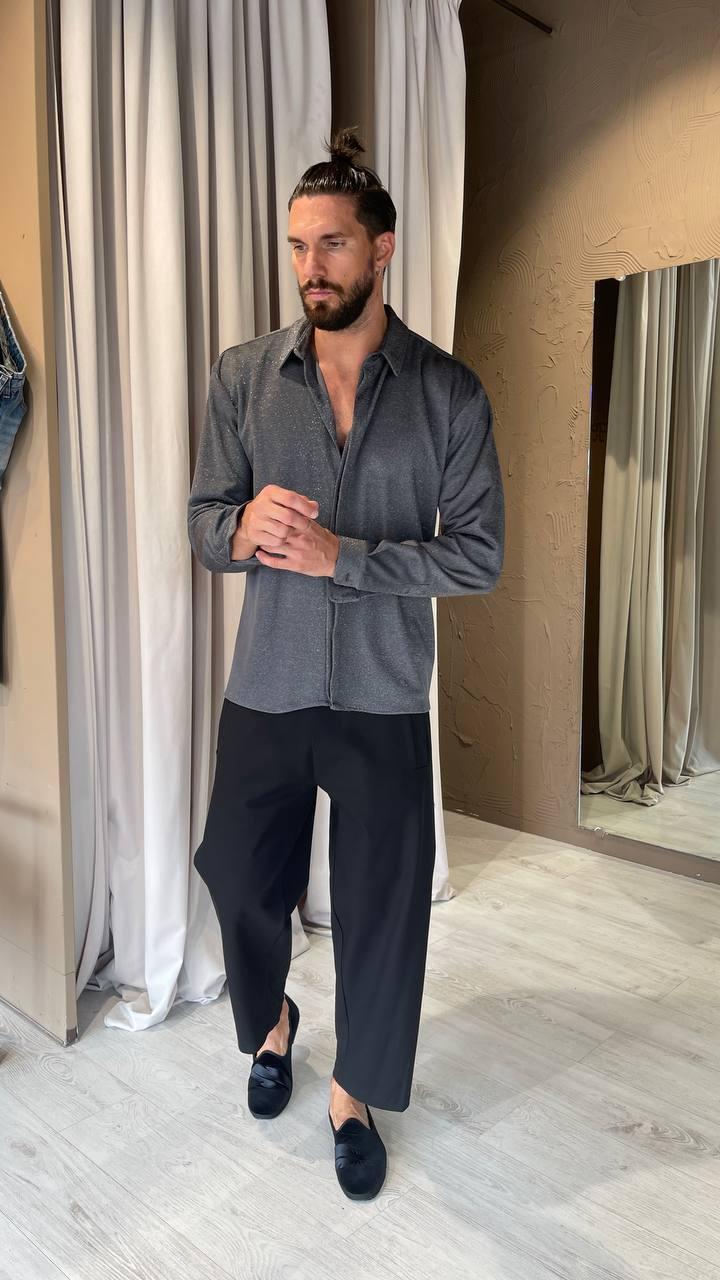 Underground Couture Camicia Laminata Grigio MRSM In Saldo