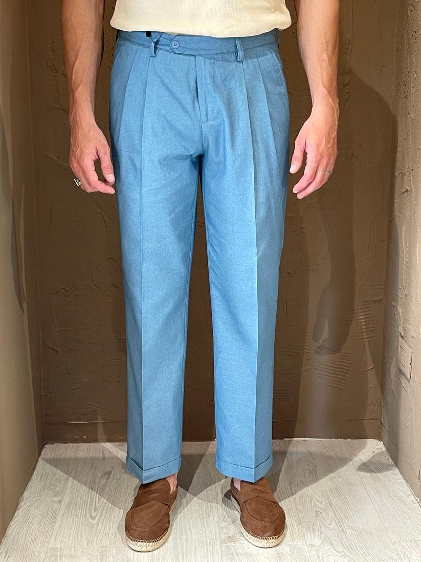 Underground Couture Pantalone Doppia Pence Celeste Promozione