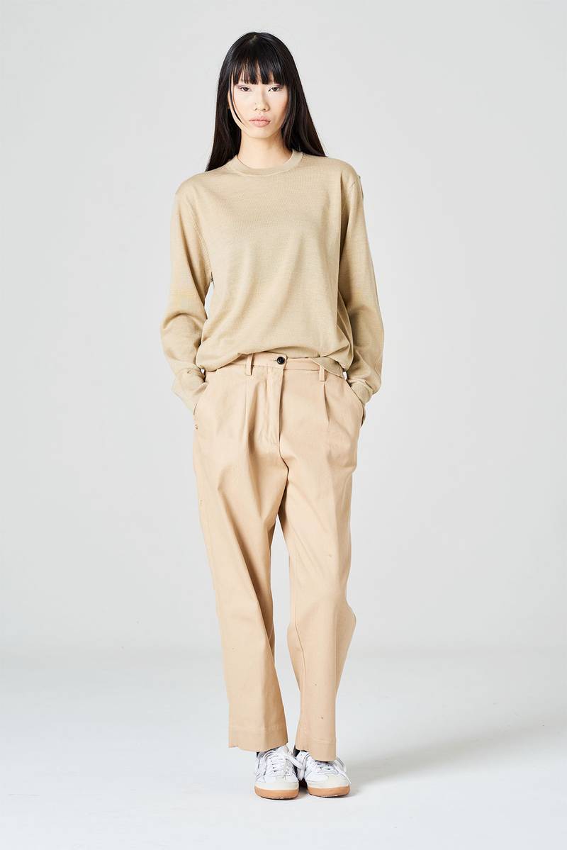 ﻿White sand Pantalone gamba dritta in bull denim di cotone Spedizione Gratuita
