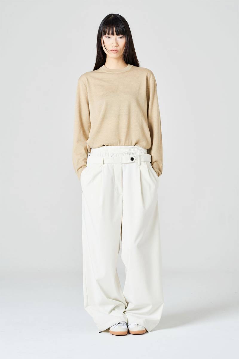 White sand Pantalone palazzo con doppia vita alta Pezzi Unici