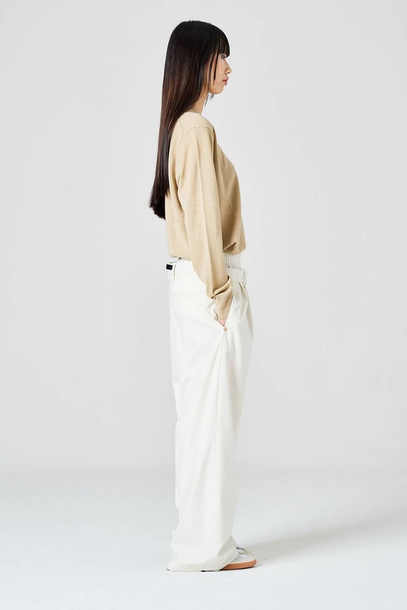 White sand Pantalone palazzo con doppia vita alta Pezzi Unici