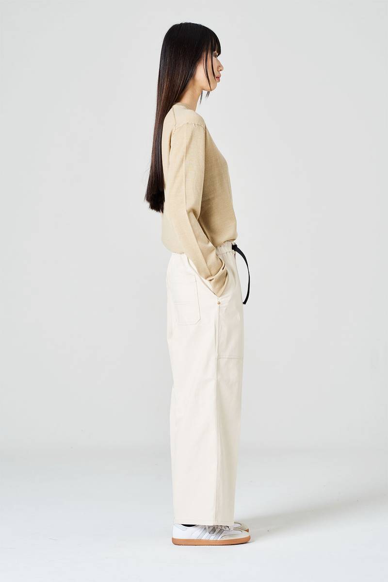 White sand Pantalone cropped in bull di cotone Fino Al -60%