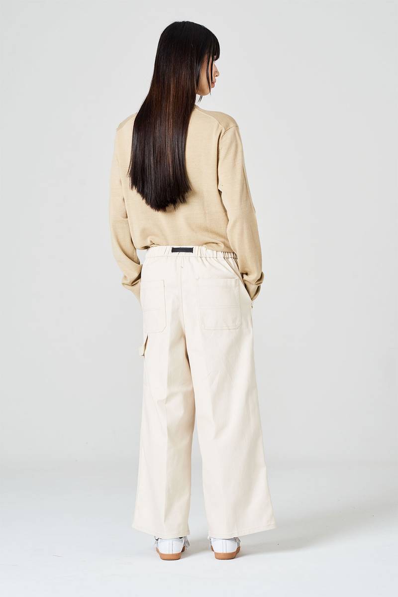 White sand Pantalone cropped in bull di cotone Fino Al -60%