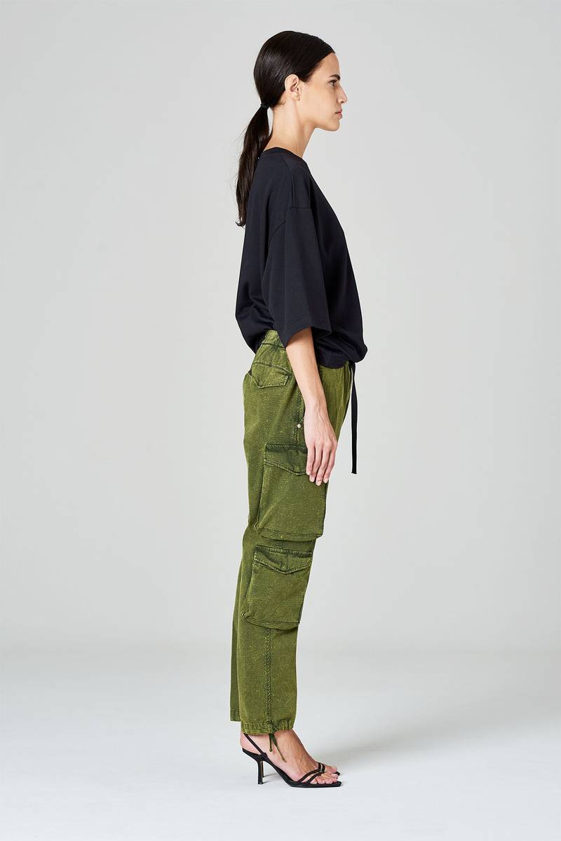 White sand Pantaloni cargo in cotone ripstop doppia tintura Online