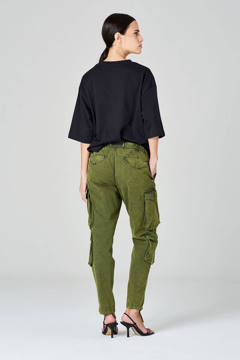White sand Pantaloni cargo in cotone ripstop doppia tintura Online