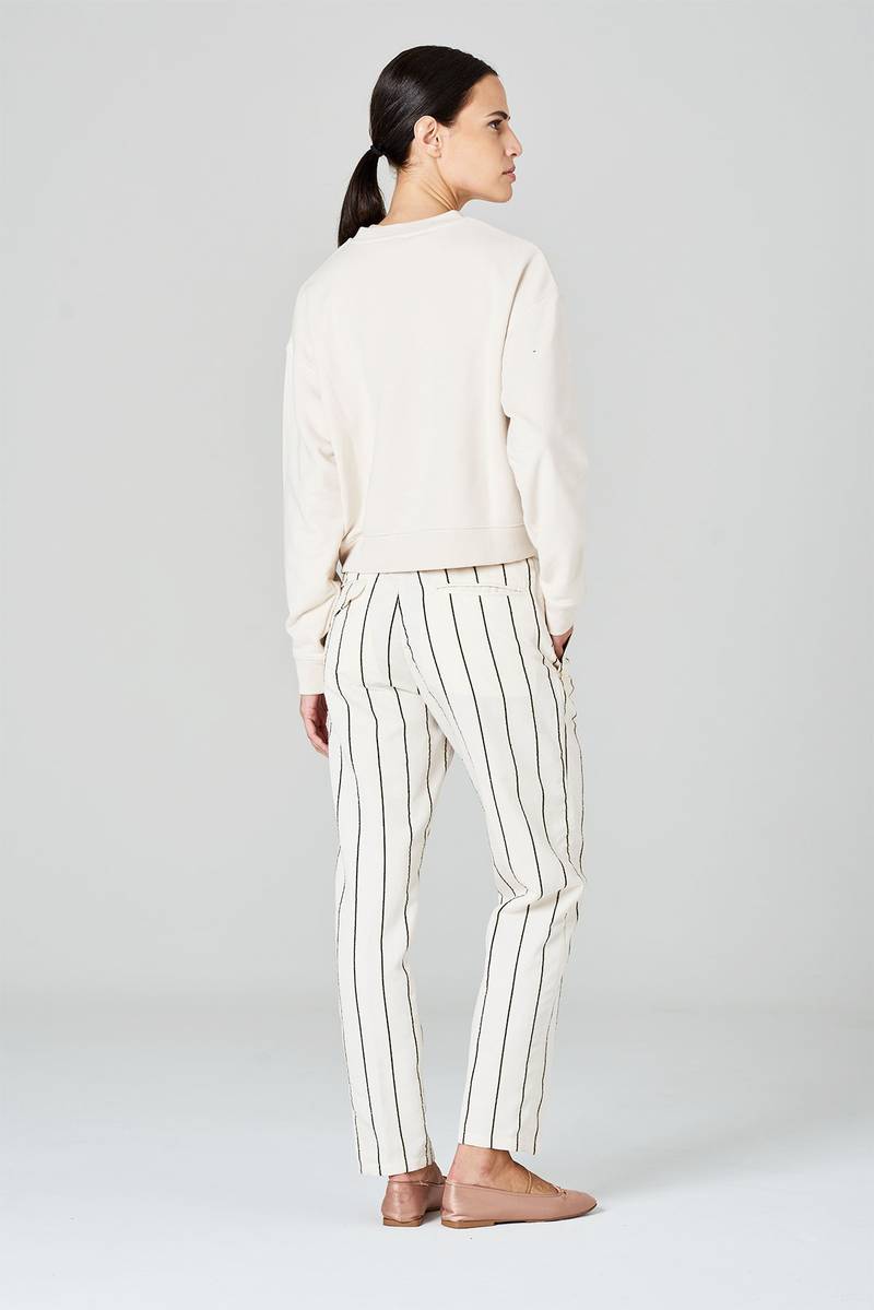 White sand Pantaloni in tessuto rigato misto viscosa Outlet