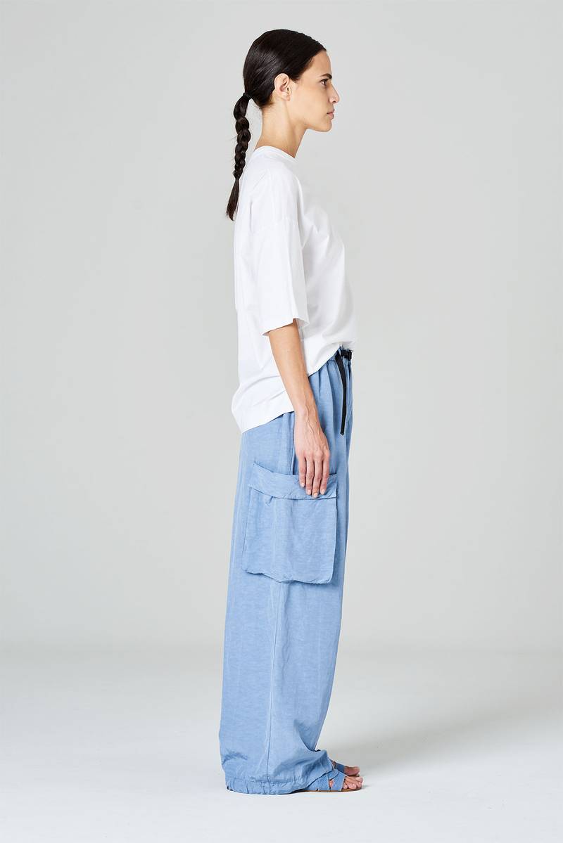 White sand Pantaloni cargo gamba ampia in misto rayon-viscosa Saldi