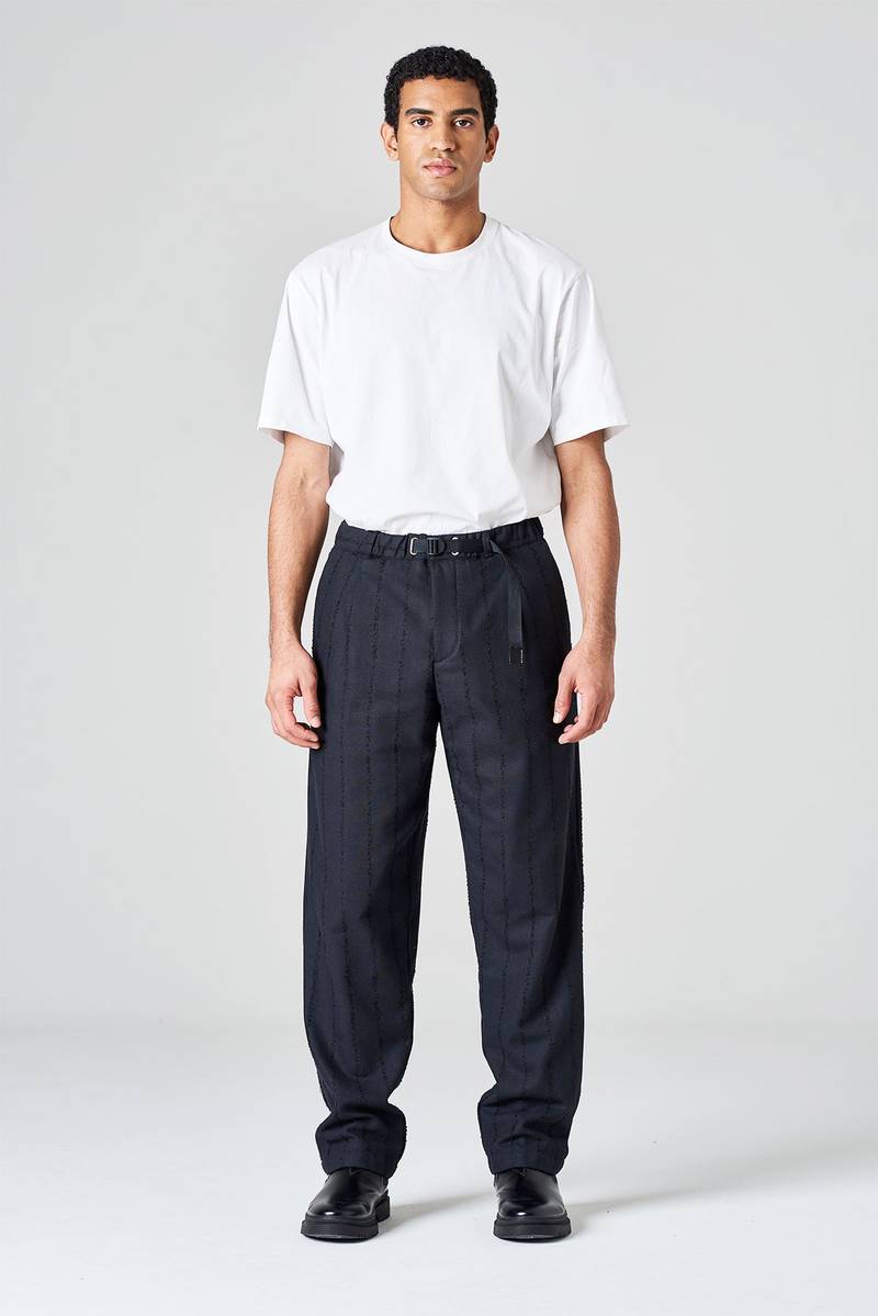 White sand Pantalone gamba dritta con pinces in flanella gessata Grandi sconti