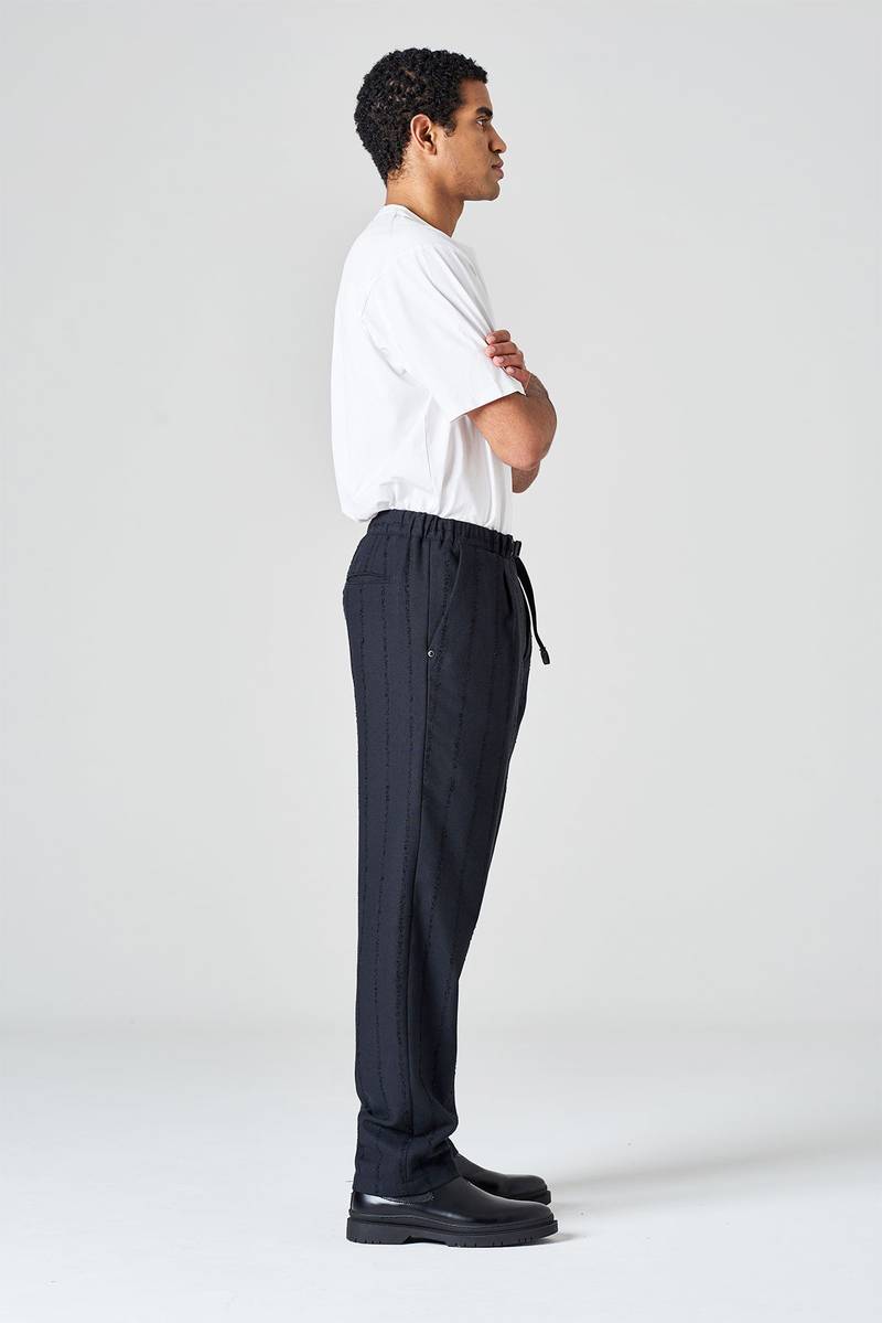 White sand Pantalone gamba dritta con pinces in flanella gessata Grandi sconti