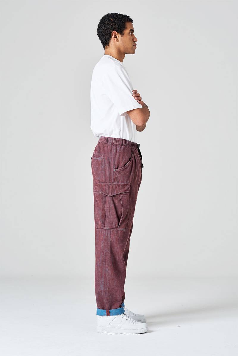 White sand Pantalone cargo in bull denim bi-color Liquidazione