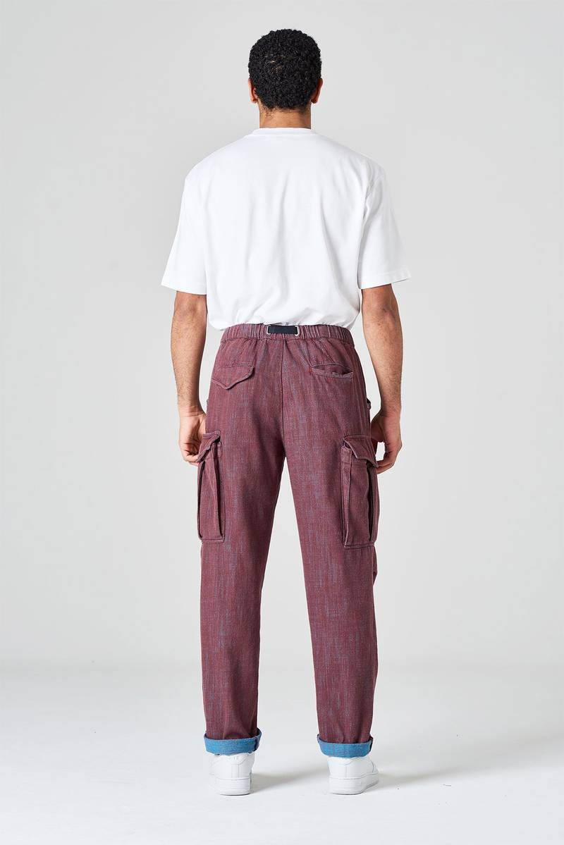 White sand Pantalone cargo in bull denim bi-color Liquidazione
